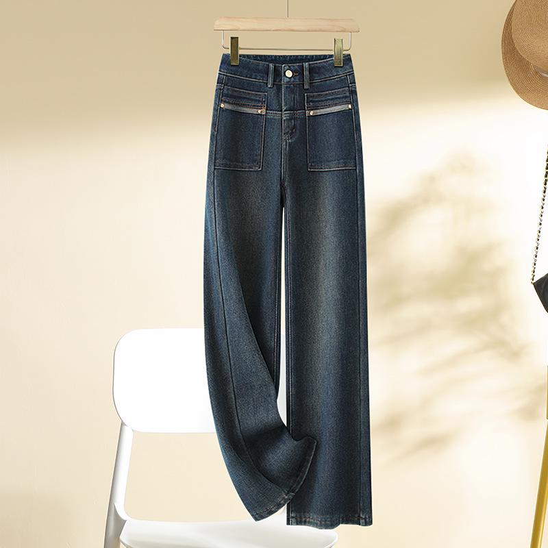 Ancola Women's 2024 Slim Red High-Waisted Straight-Leg Jeans: Casual Tencel Cotton for Spring and Autumn