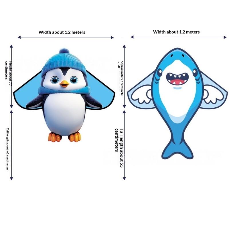 1Pcs Shark Bee Penguin Cartoon Children'S Novice Beginner Kites Flying Outdoor Toys For Kids Animals Nylon Fabric Kite