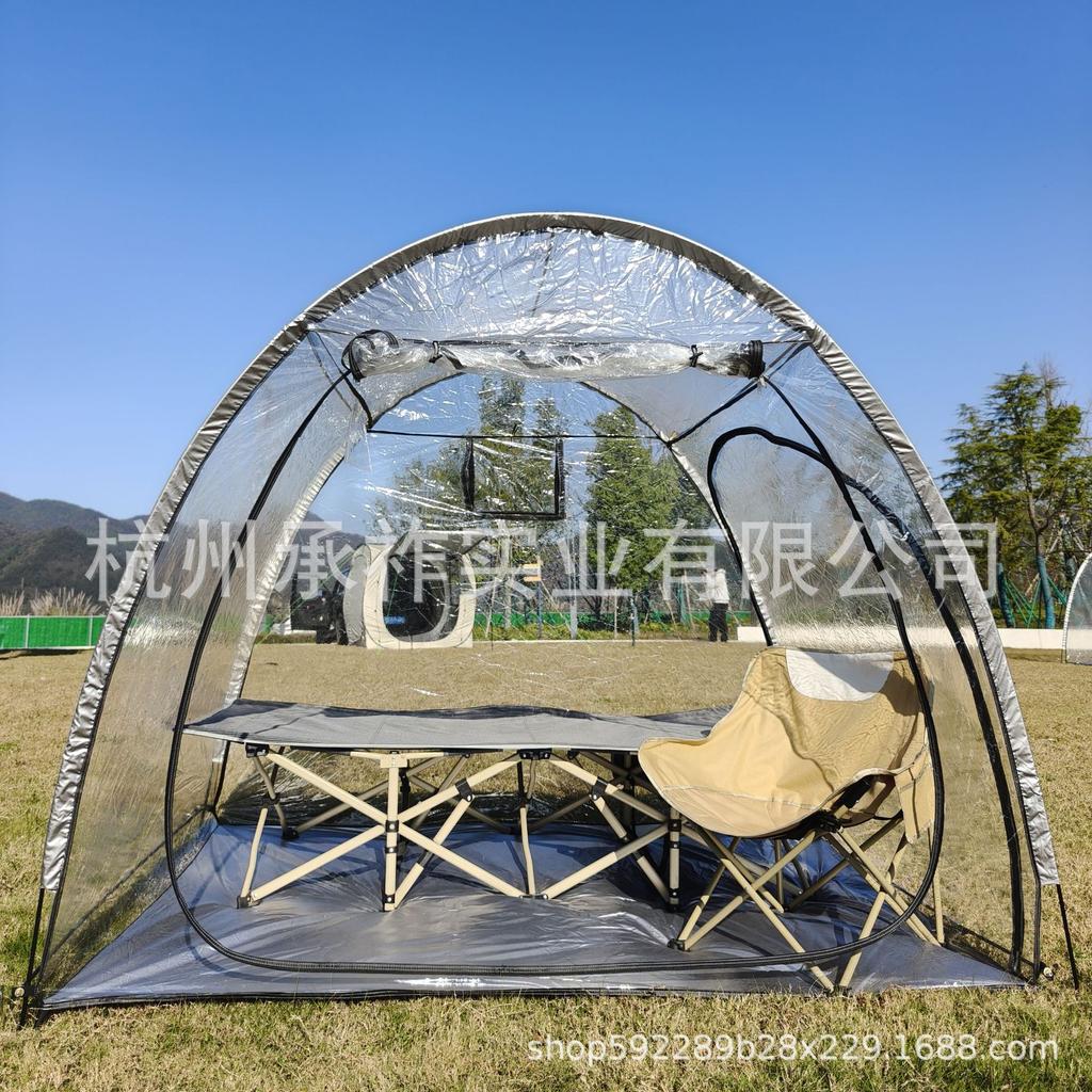 Cort Sportiv Transparent 540°: Adăpost pentru Vreme Variată: Protecție împotriva Soarelui, Frigului, Gheții și Zăpezii