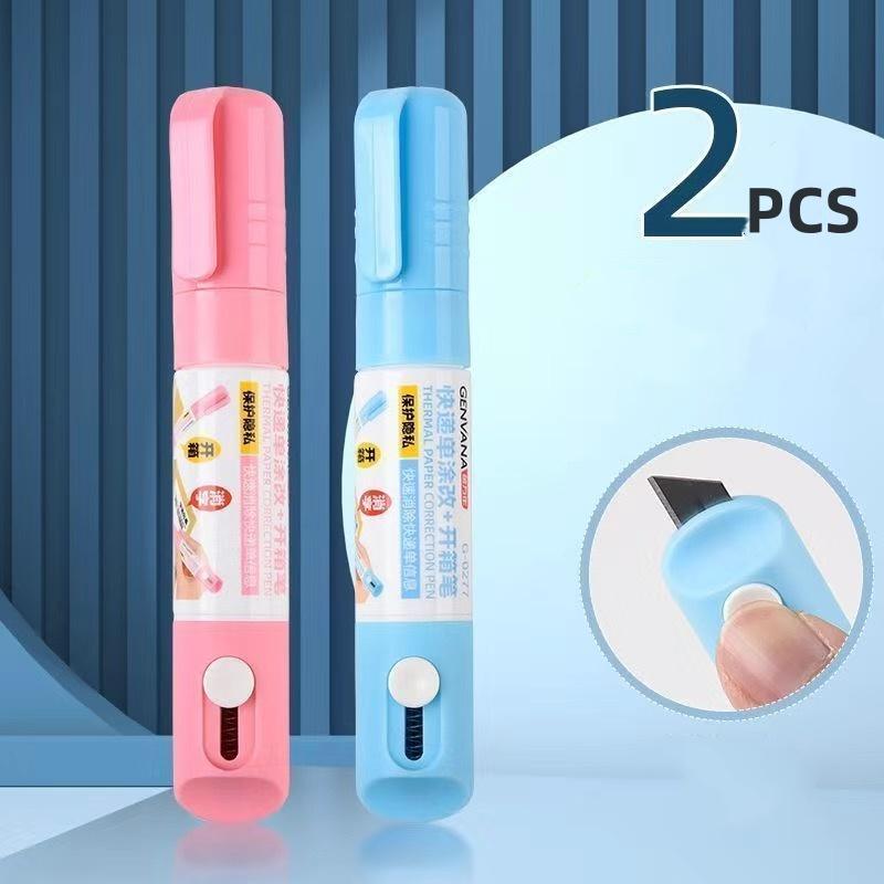 2 In 1 Thermal Paper Correction Fluid with Unboxing Knife Durable Thermal Paper Data Identity Protection Fluid Eraser Box Opener