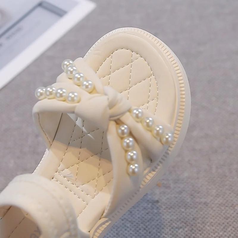 Summer Sandals for Girls Princess Pearl Teenager Girl's Sneakers Waterproof Barefoot Beach Shoes for Children