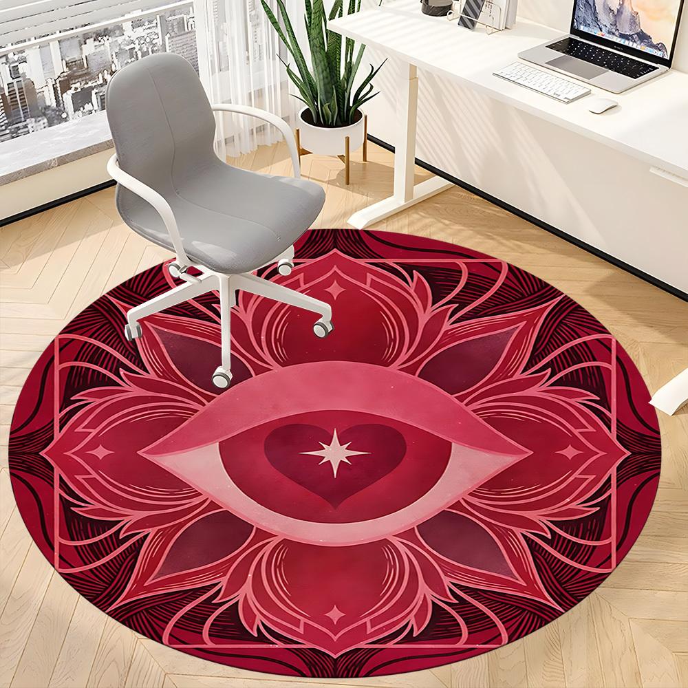 1pc Eye Heart Office Round Area Rug, Mat Suitable For Office, Under Office Chairs Bedroom Living Room Home Decor, Room Deco