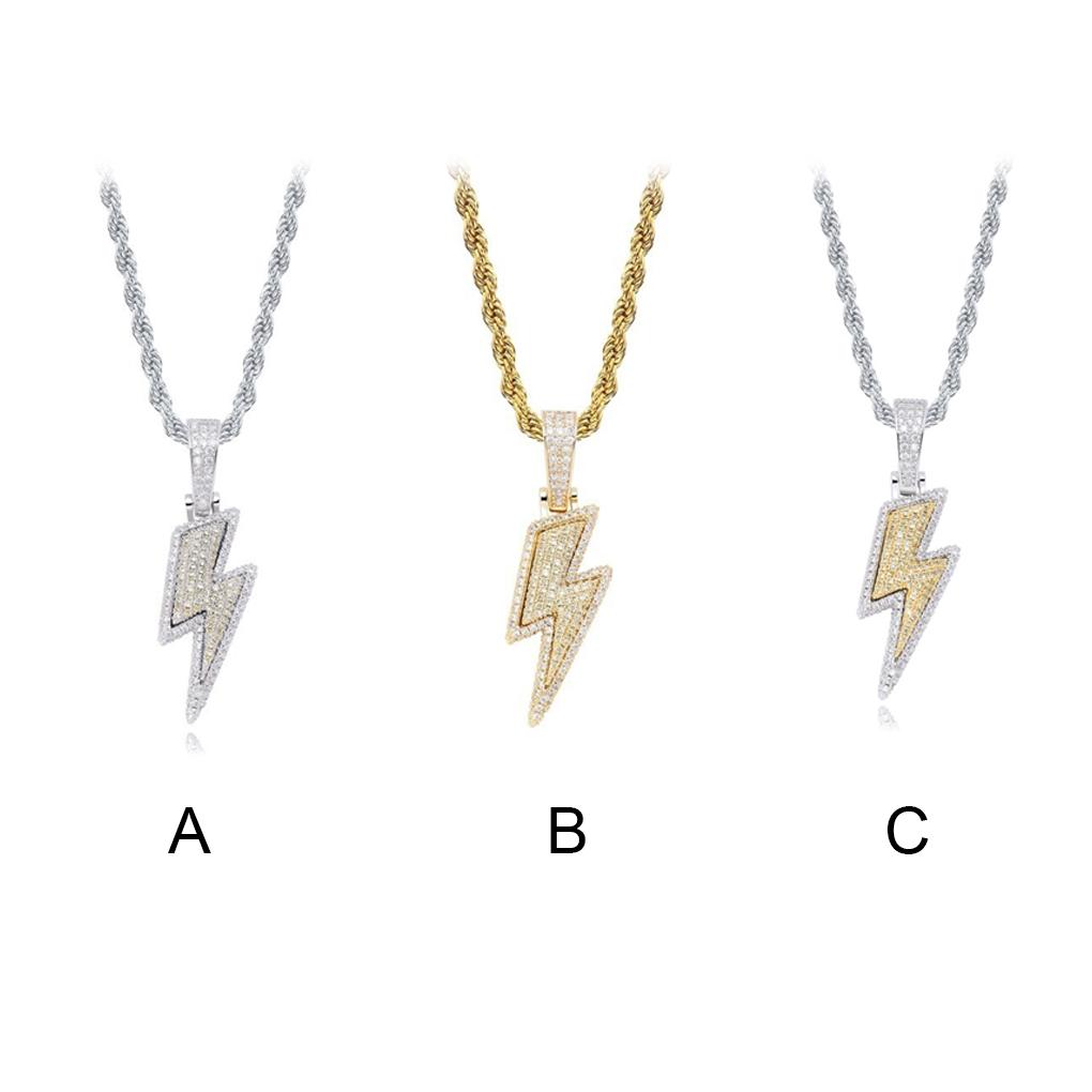 Naszyjnik Hiphop w stylu dla dorosłych z cyrkoniami Podróże Piesze wycieczki Impreza Bankiet Zawieszka w kształcie pioruna Ozdoba na szyję Biżuteria Prezent urodzinowy