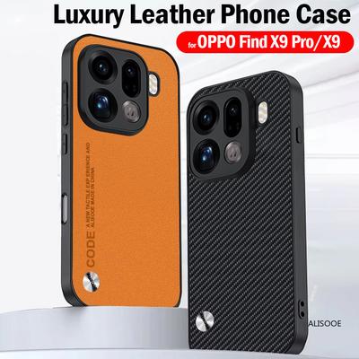 Leather Funda for OPPO Find X9 / X9 Pro Case Luxury Fiber Texture PU-Leather Protection Shockproof Cover Capa
