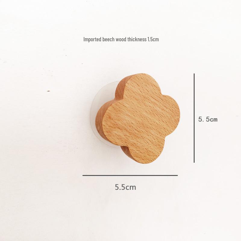Creative Beech Wood Adhesive Hooks – Funny Animal Design Coat & Hat Hooks for Behind-the-Door Use
