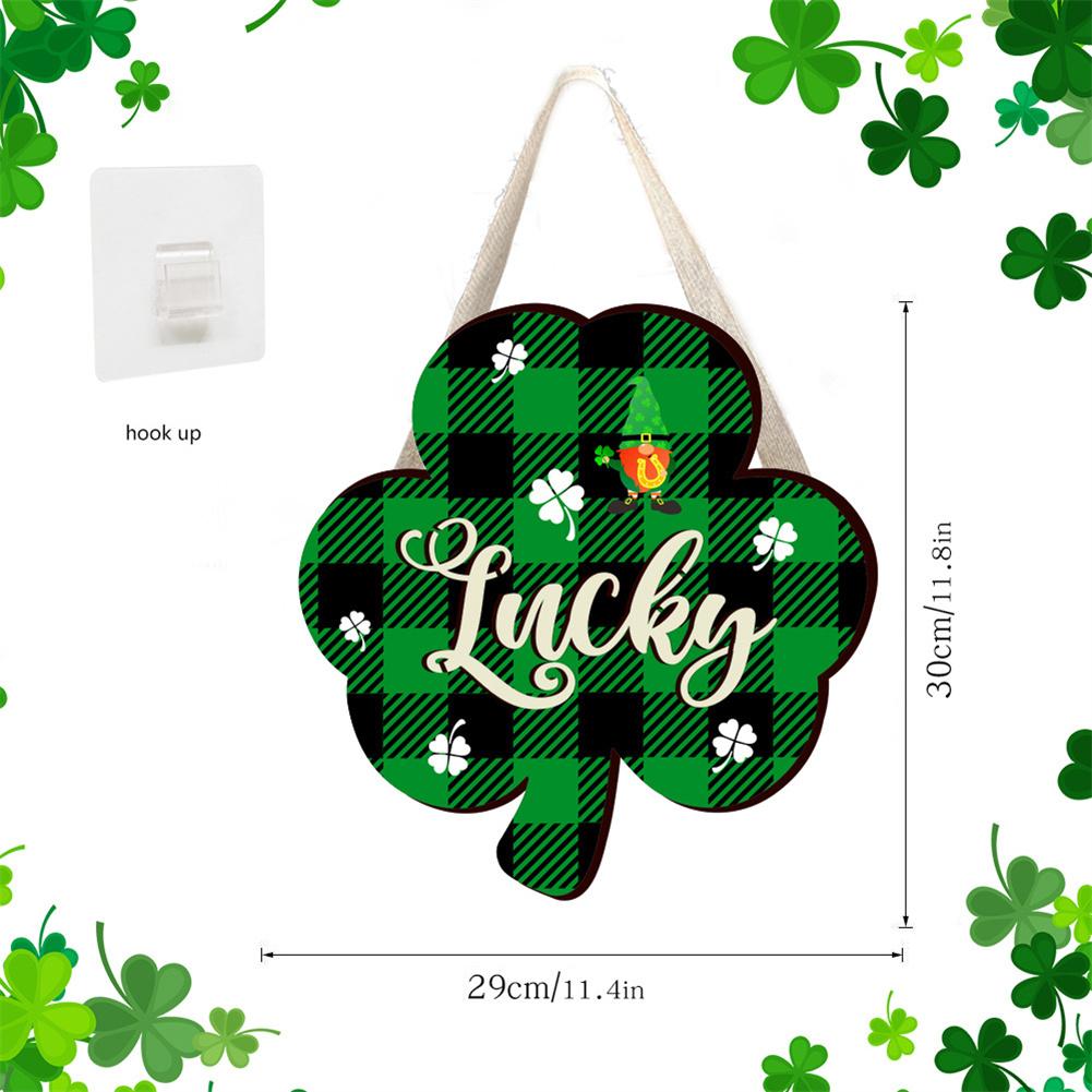 

St Patricks Day Welcome Door Sign, St Patricks Day Door Hanger, LED Wooden Clover shaped Sign Hanging Wall Decorations For Home as shown