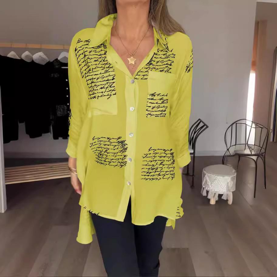 2025 Wiosna/Lato Europejska i Amerykańska Moda Luźna Seksowna Koszula z Nadrukiem Jaskółczego Ogona dla Kobiet