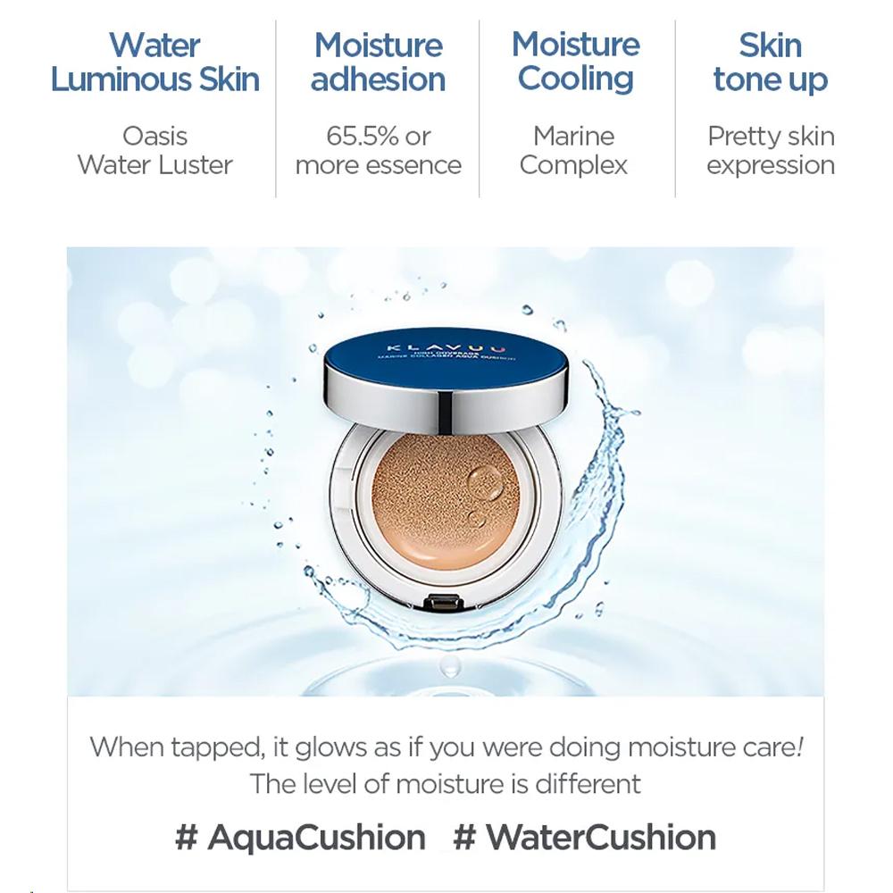 Klavuu Blue Pealsation High Coverage Marine Collagen Aqua Cushion SPF 50+ PA+++ 12g