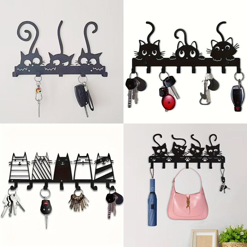 Iron Wall Hook Rack Metal Letter Key Holder Entryway Coat Towel Hanger Home Storage Organizer 22 Designs