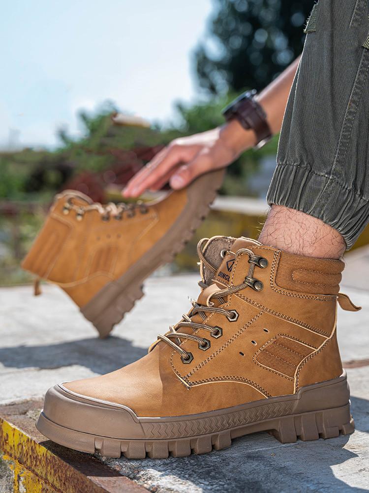 Arbeitssicherheitsstiefel Herren Unzerstörbare Arbeitsschuhe Herren Winterstiefel Sicherheitsschuhe Neue Anti-Smash Anti-Pannen-Schuhe mit Stahlkappe