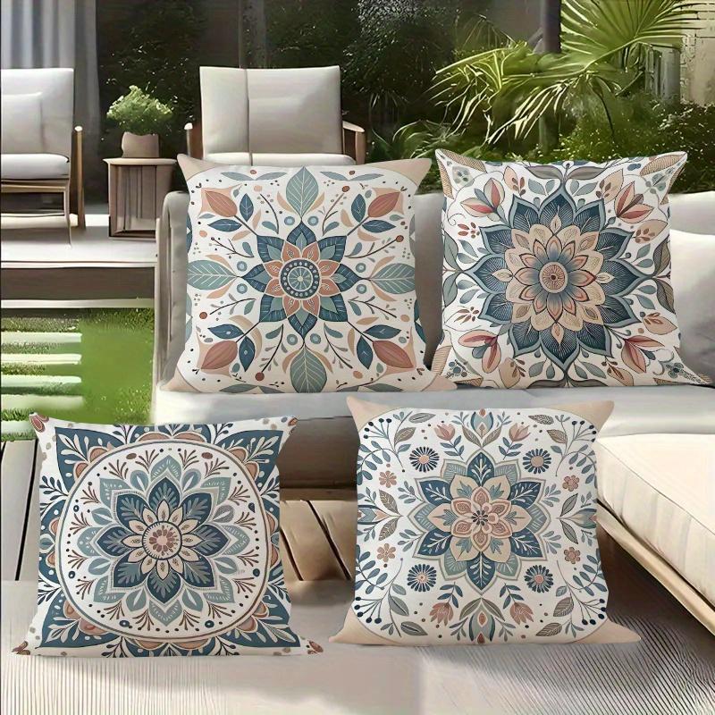 Ethnic Mandala Floral Pillow Covers Pattern Cushion Covers Zippered Single Sided For Sofa Living Room Bedroom Outdoor Home Decor