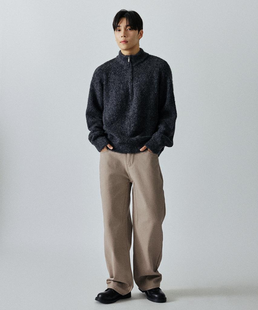 LXT Brushed Cotton Back Elastic Semi-Wide Chino Pants [Beige]