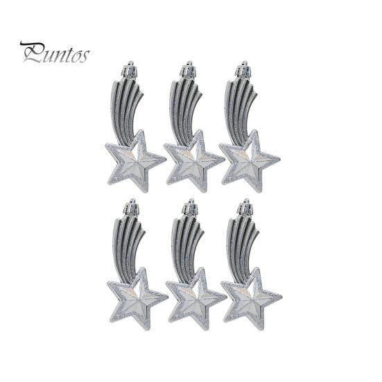 

Рождественский кулон, 6 шт., сверкающая звезда, создает атмосферу с подвесной веревкой, уникальные украшения для рождественской елки серебряный