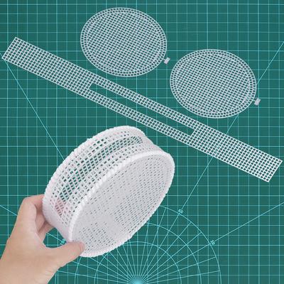5set DIY Hand Weaving Plastic Material Design Stencil, White Circular Bag Plastic Mesh Sheet, Crochet Bag Grid Mesh Template