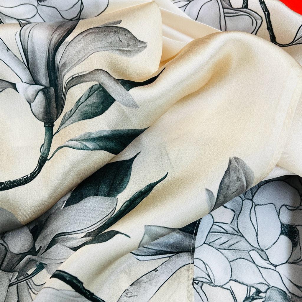 National Style Retro Silk Road High-End Light Luxury Silk Silk Scarf Spring And Autumn Long Silk Scarf Shawl Mulberry Silk Scarf