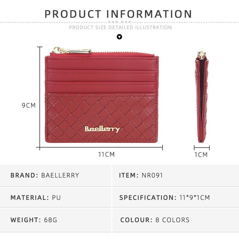 Baellerry Damenmode Mini Geldbörse PU Leder Reißverschluss Münzgeldbörse Lässige Damen Kartenhalter Geldbörsen Webmuster Geldbörse