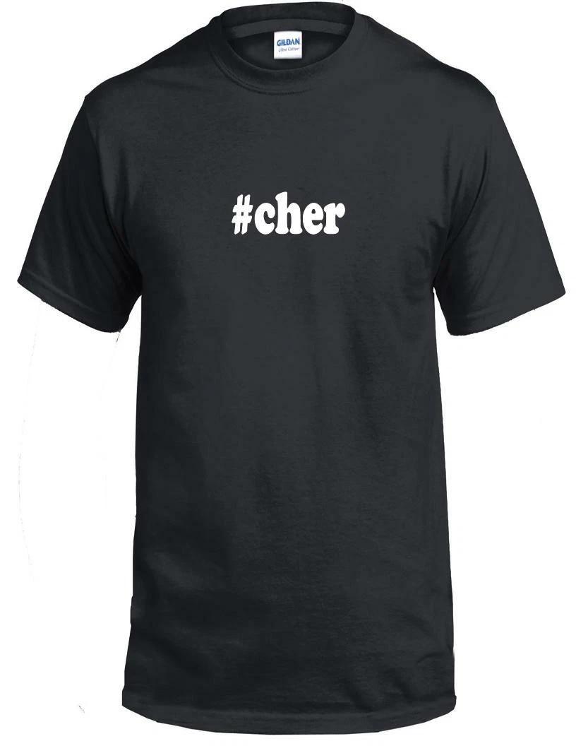 #Cher T-Shirt Hashtag Cher Singer Sunny Bono Funny Gift Black White TEE Shirt S