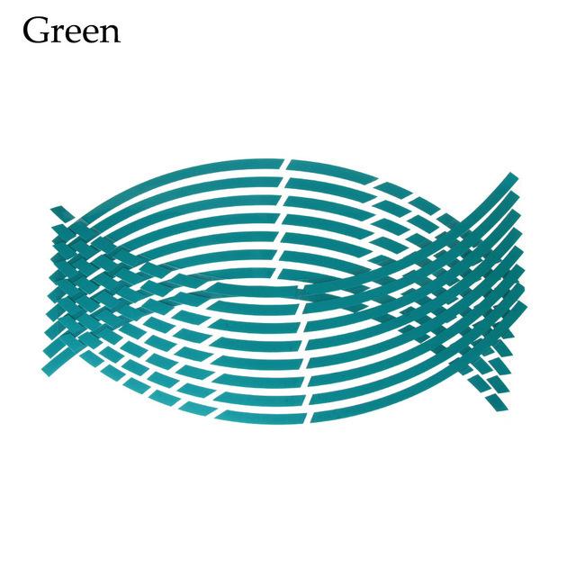 

1 Set 5 Colors Car Styling Strips Reflective Motocross Bike Motorcycle Wheel Stickers and Decals 17/18 Inch Reflective Rim Tape зелёный