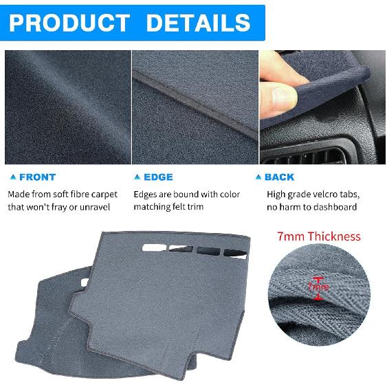 Dashboard Cover  Fit For Ford F150 2015- /F250 F350 F450 Superduty 2017- / Expedition 2018- With Light Sensor,Dash Cover Mat Pad Carpet Protector