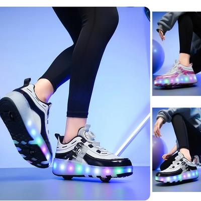 Kids LED Racing Roller Skates Shoe With 2 Wheels Children's Speed Skate For Girl And Boy Sneakers Skates With Removable Wheels