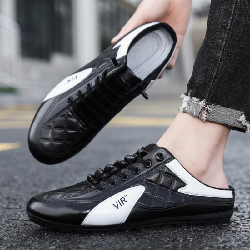 Men Slippers Fashion Luxury Brands Casual Shoes New Baotou Warm Flats Shoes Loafers Sneakers Summer Section Baotou Half Slippers