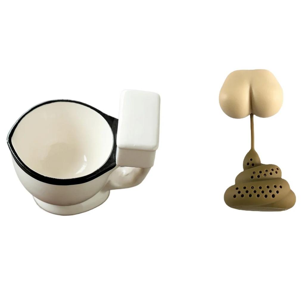 300ml Toilet Shaped Cup Coffee Ceramic Cup with Handle Water Cup Coffee Tea Milk Ice Cream Cup Funny Gift