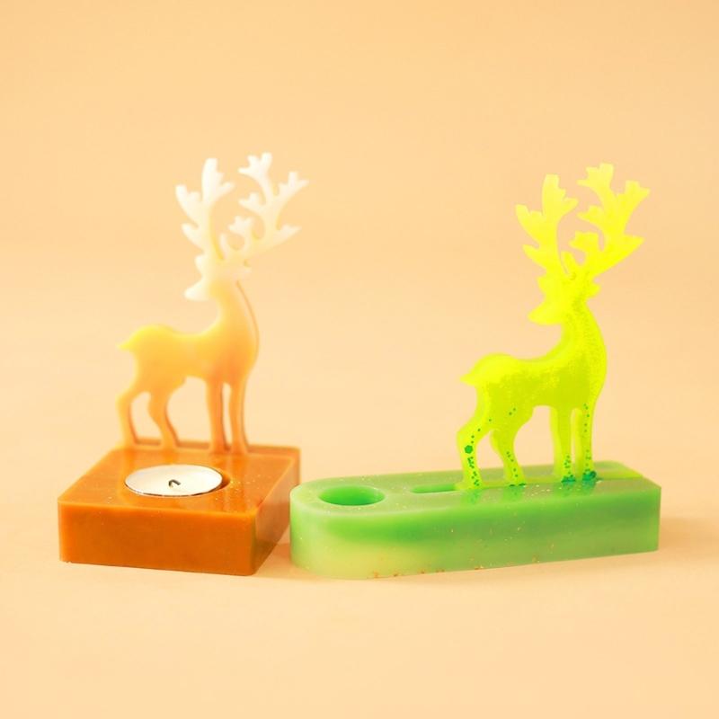 Pack of 3 Christmas Candle Stand Molds Candlestick Crafting Mould Silicone Texture for Tealight Candle Craft Supplies