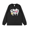 Korean Trendy Graffiti Letter Print Unisex Loose Long Sleeve T-Shirt for Autumn/Winter