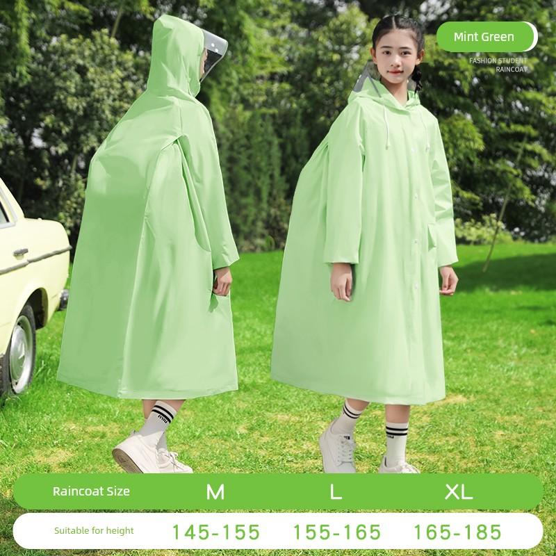 Long Junior High School Student Bicycle Kids Single Raincoat