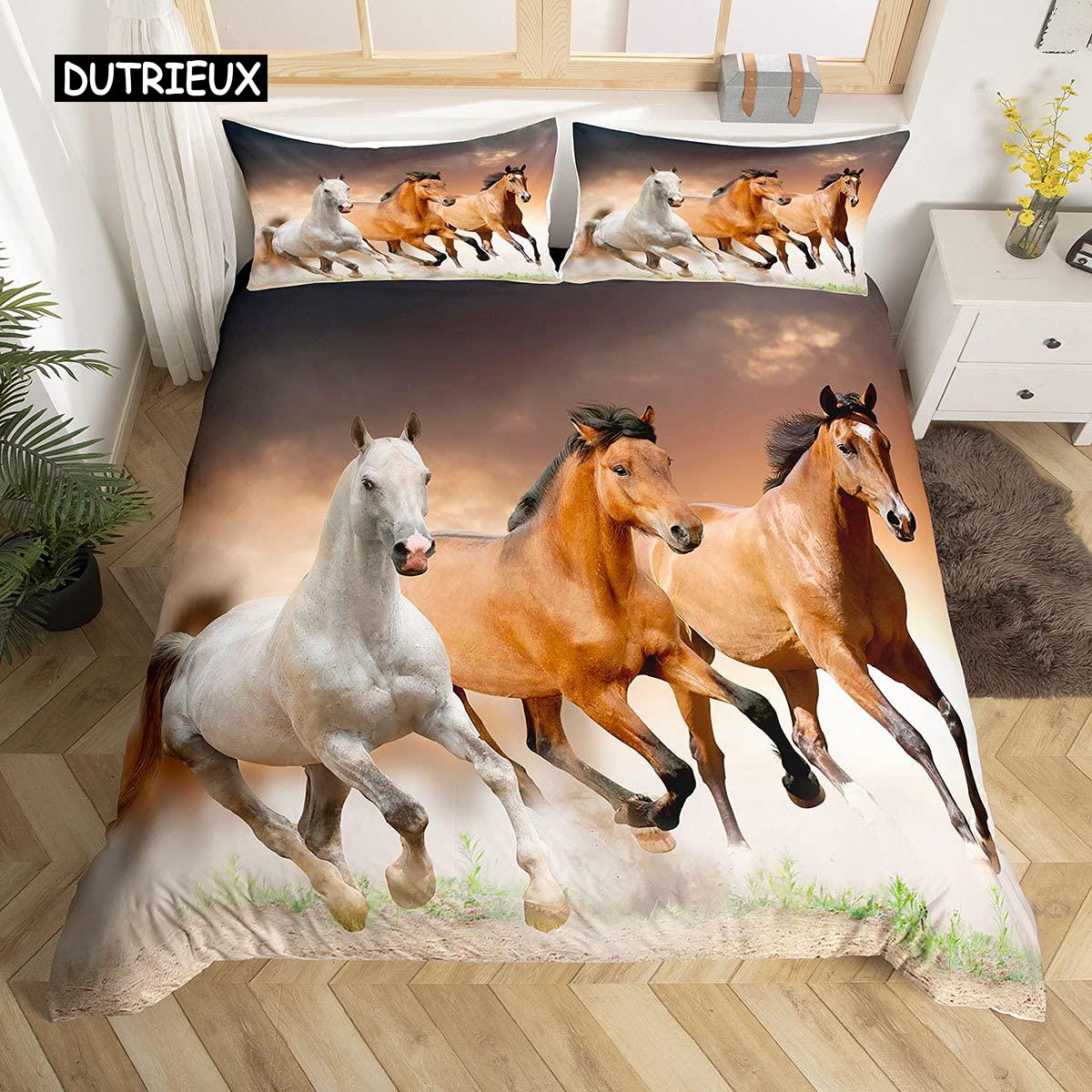 

Running Horse 3d Bedding Set King Queen Double Full Twin Single Size Bed Linen Set Durable Durable Durable Durable EU single(135x200cm)