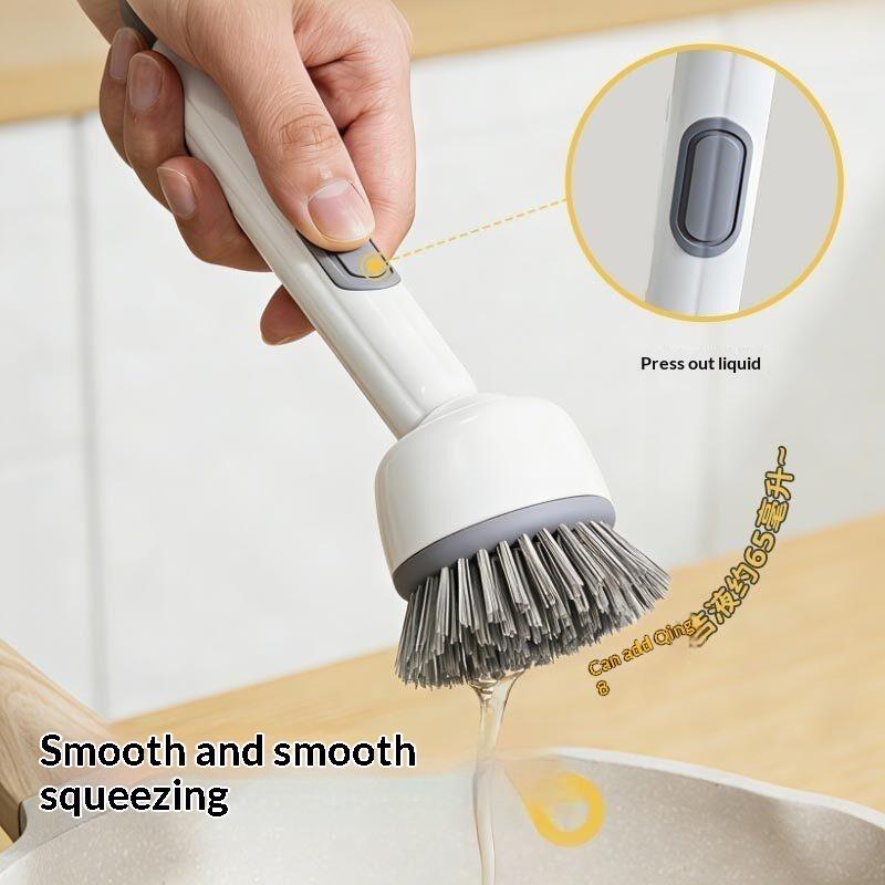 Soap Dispensing Dish Brush With Non Scratch Bristles And Hanging Loop For Kitchen Pots Pans Dishes Cleaning