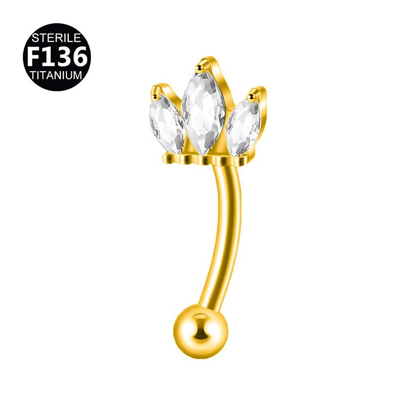 New Styles Best Selling F136 Titanium Zircon Butterfly Gold Inlaid Eyebrow Nail Screw Ball Fashion Body Jewelry