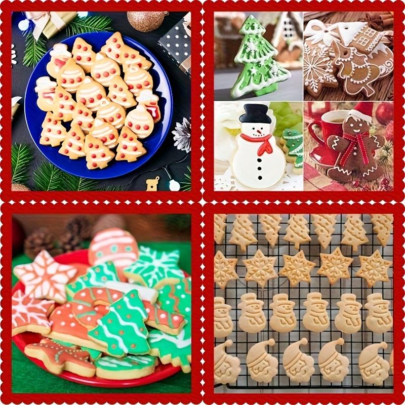 4Pcs Christmas Baking Mold Set DIY Tree Snowman Cookie Cutter Plunger for Gingerbread Fondant Cake Decorating Pastry Tools
