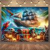Retro Pirate Theme Treasure Room Gothic Skeleton Background Photography Backdrop Birthday Party Decorations Supplies3829