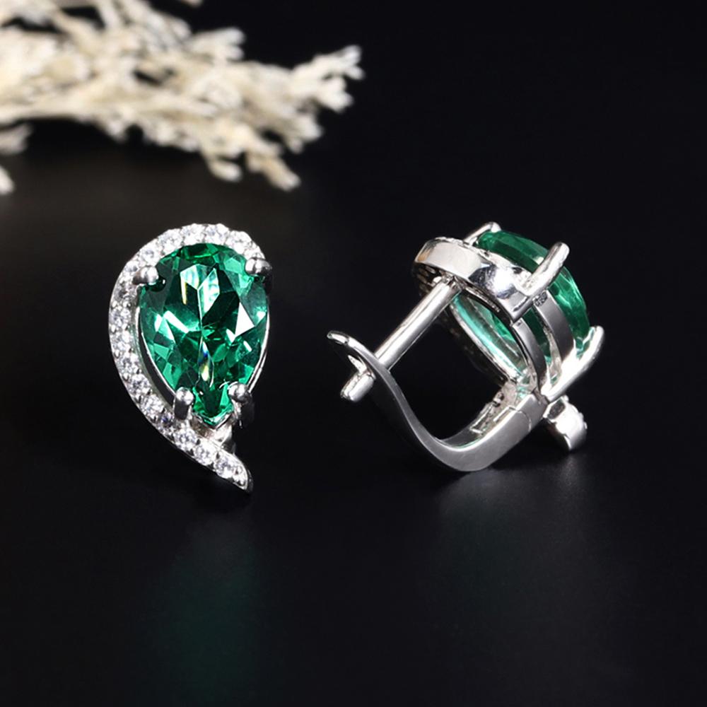 Elegant 925 Sterling Silver Earrings 4.20ct created pear 7*10mm emerald Nano Luxury Jewelry for Women's Birthday and party Gifts