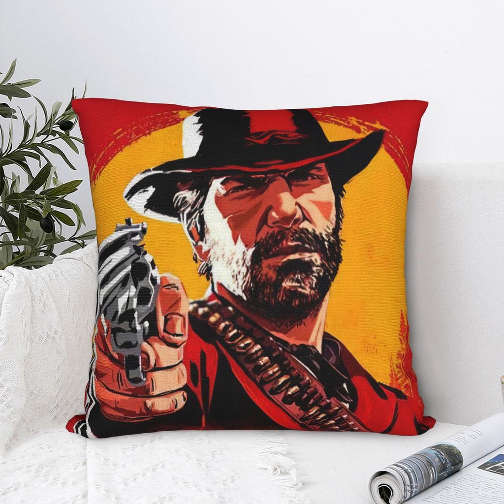 Gaming RDR2 Arthur Morgan Square Pillow Cases US West Cowboy Cushion Covers Awesome Zipper Decorative Pillowcover for Home 18"