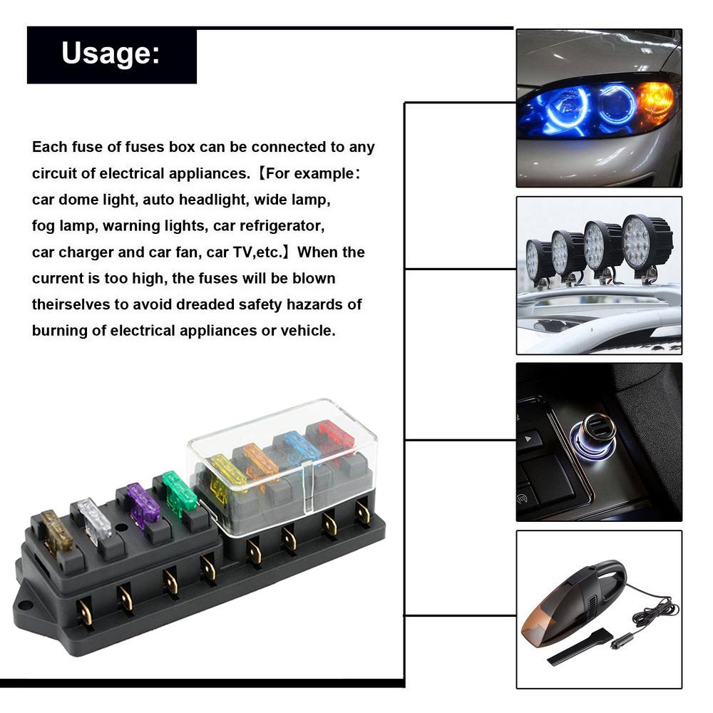 Nou universal 8 Way Fuse Box suport bloc de siguranțe cu 8 siguranțe Standard pentru auto camion barcă vehicul DC 12V/24V/32V