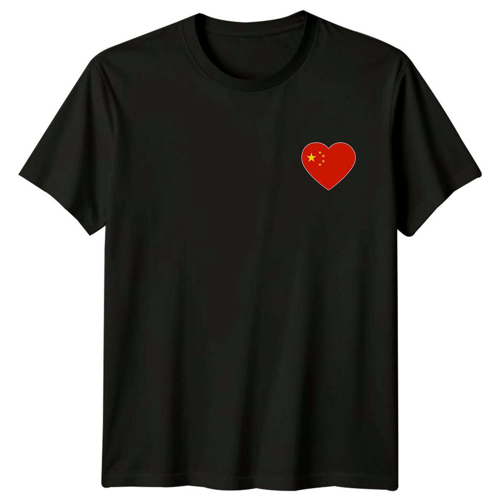 China Flag Heart Shape Unisexs TShirt Unisexs Tee Graphic Unisex Top