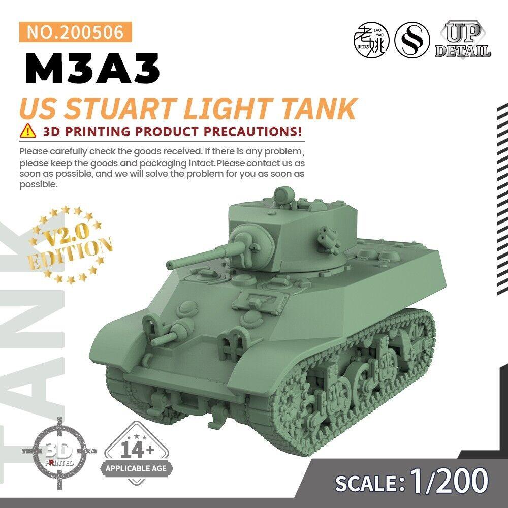

SSMODEL 1/200 Military Model Kit US M3A3 Stuart Light Tank