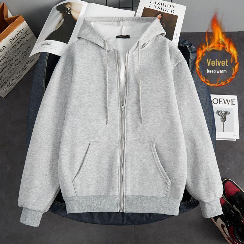 2025 Warm Fleece Hooded Zipper Cardigan - Korean Style Loose Fit for Couples