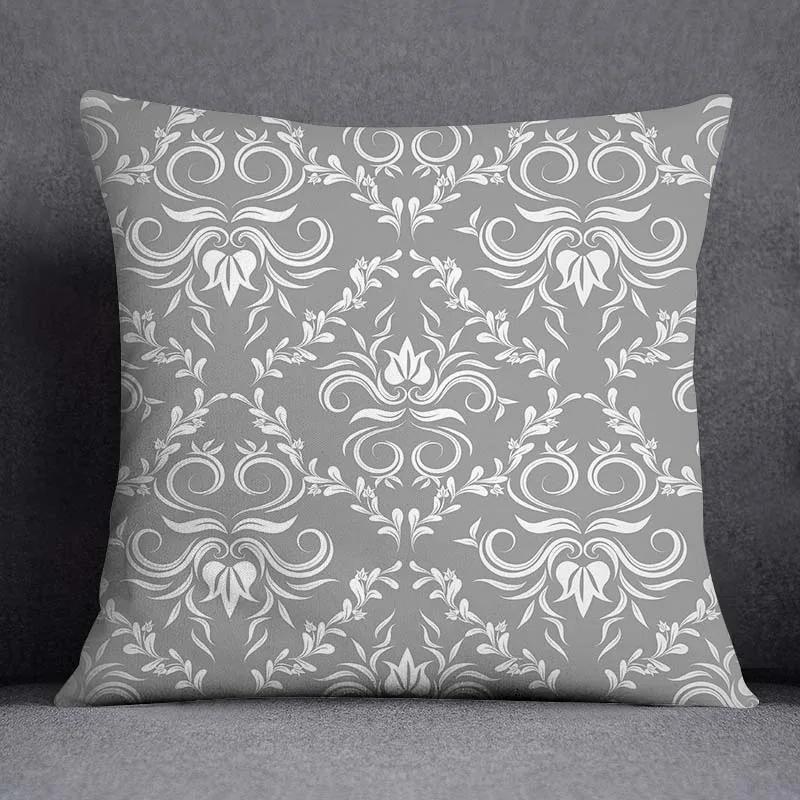 Pillowcase Home Office Decor Cushion Cover Grey Low White Floral Pattern