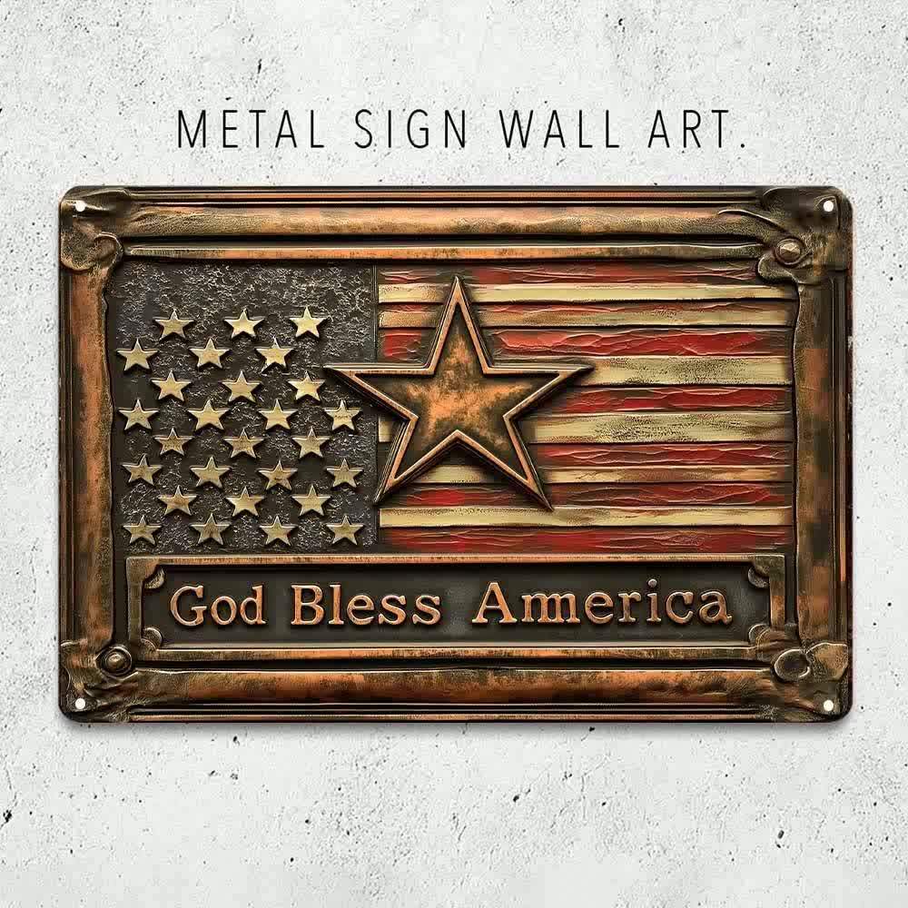 

Алюминиевая табличка «Боже, благослови Америку» - Патриотический винтажный стиль, Улучшает эстетику комнаты, Празднования Дня памяти/Дня независимости 20x30cm белый