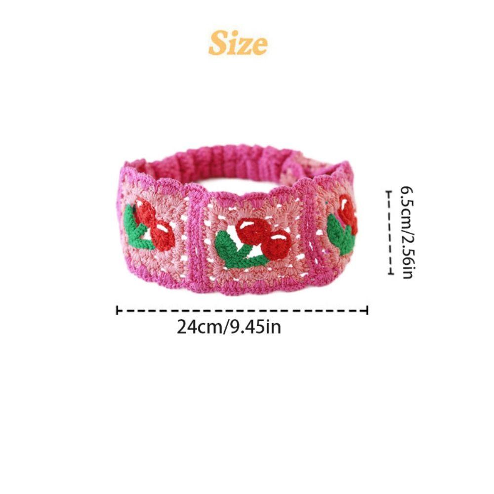 Sweet Flower Knitted Headband Colorful Pastoral Ethnic Style Hair Band Beach Headwear Bohemian Hollow Crochet Bandana Girls