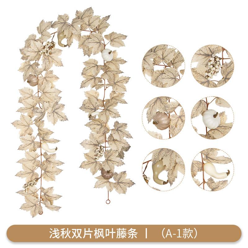 Autumn Maple Leaf Harvest Season Artificial Fake Leaves Thanksgiving Halloween Maple Leaf Rattan Decorative Rattan