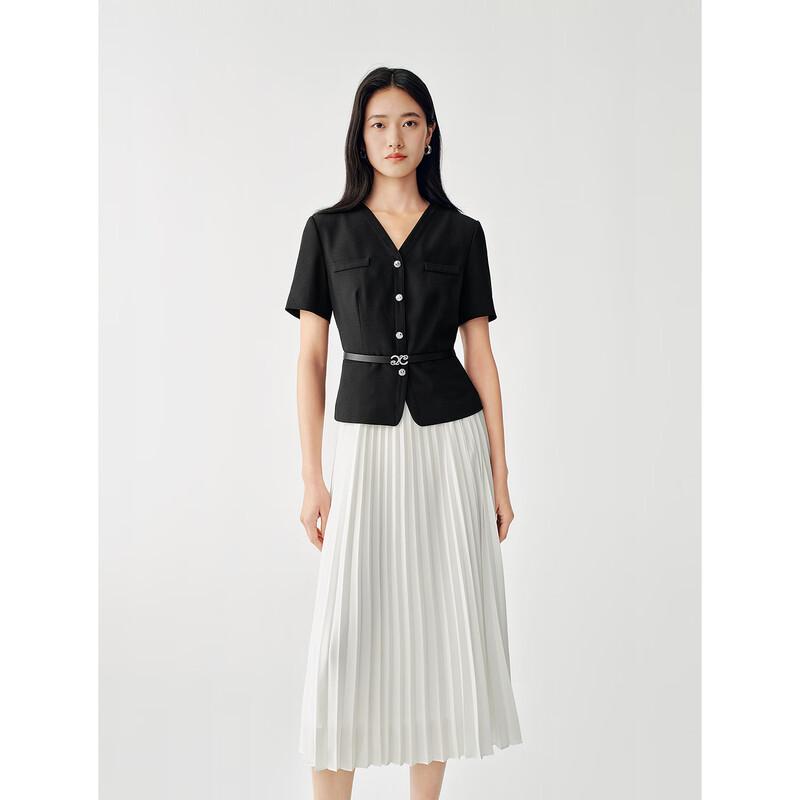 JUZUI 2026 Summer Elegant Faux Two-piece Pleated Dress