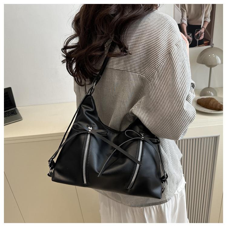 Bow Knot Faux Leather Tote Bag for Women Large Capacity Shoulder Backpack