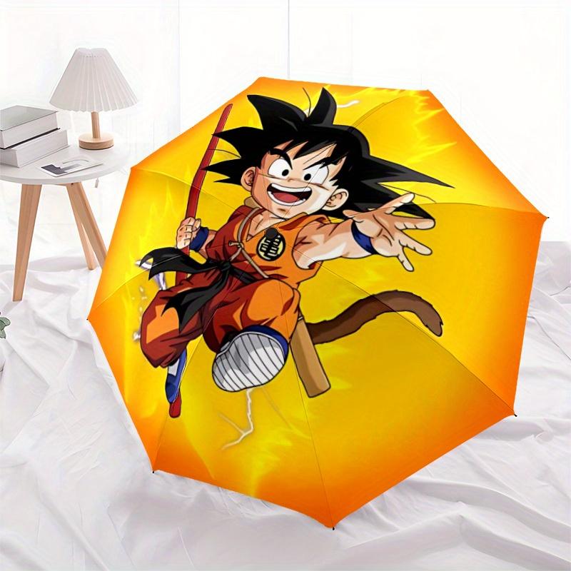 Dragon Ball Goku Saiyan Automatischer Faltregenschirm, 8 Rippen für Ganzjahresgebrauch, Tragbar für Reisen & Outdoor-Aktivitäten a0819081