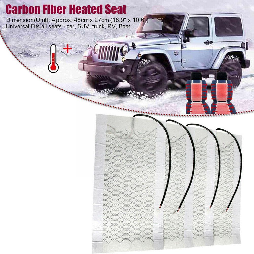 Car Heated Seat Covers Pad Built-in Car Seat Heater Kit Universal 12V Carbon Fiber Heating Pads Winter Warmer Seat Covers Set