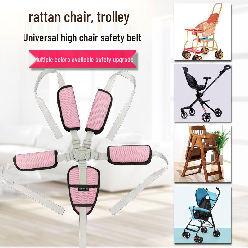 Uniwersalne pięciopunktowe pasy bezpieczeństwa do krzesełek dziecięcych i wózków spacerowych