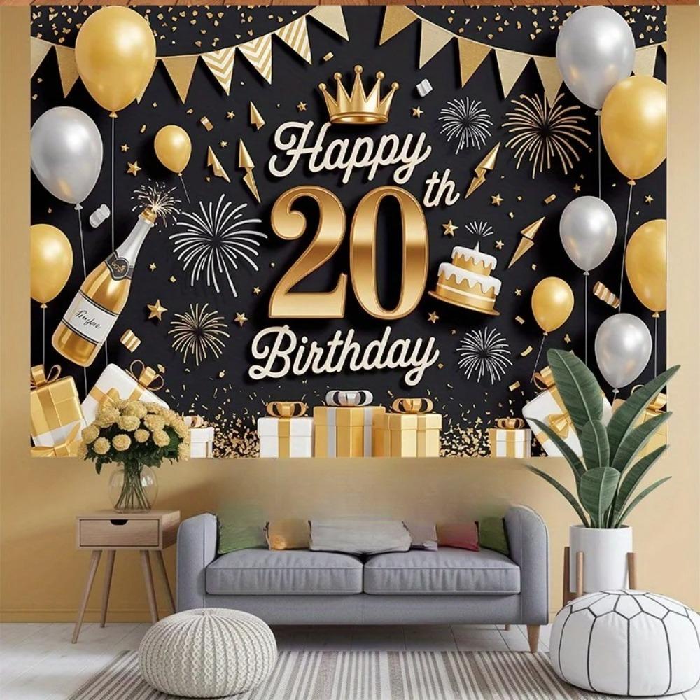 Luxurious 20th Birthday Party Banner Photography Background Adult Birthday Party Home Party Decoration Photography Background